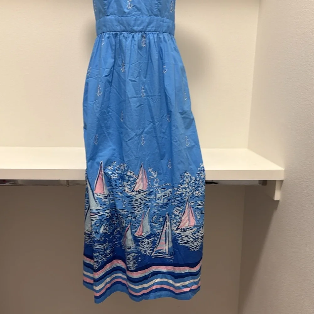 Lilly Pulitzer Charlese Cotton Halter Midi Dress Lunar Blue Womens Size 0 - Picture 3 of 15